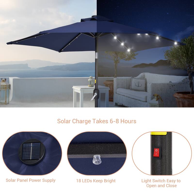 LIVOOSUN Patio 7.5 Feet Market Solar LED Light Umbrella