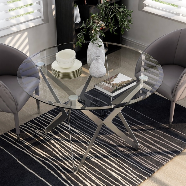 Furniture of america champagne sale glam round dining table