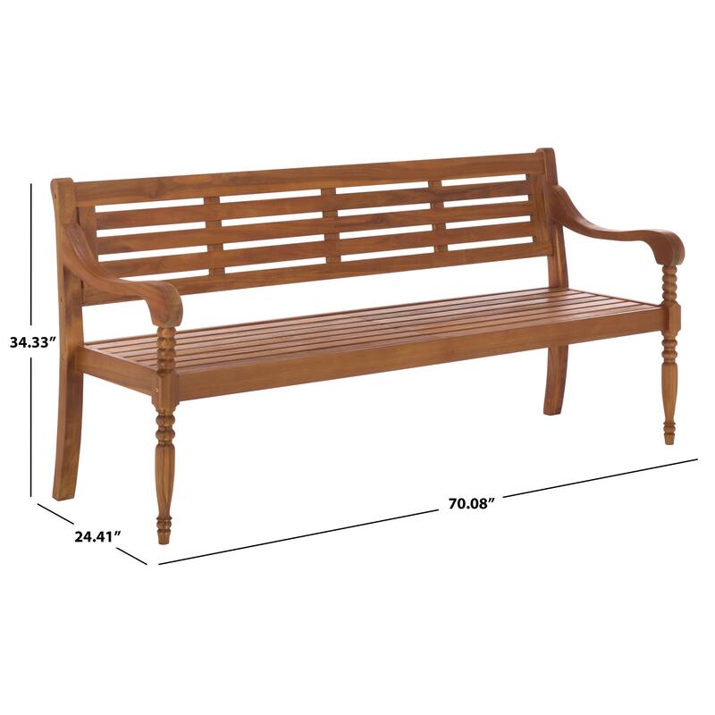 SAFAVIEH Outdoor Living Kanger Bench - 70"W x 24"D x 34"H