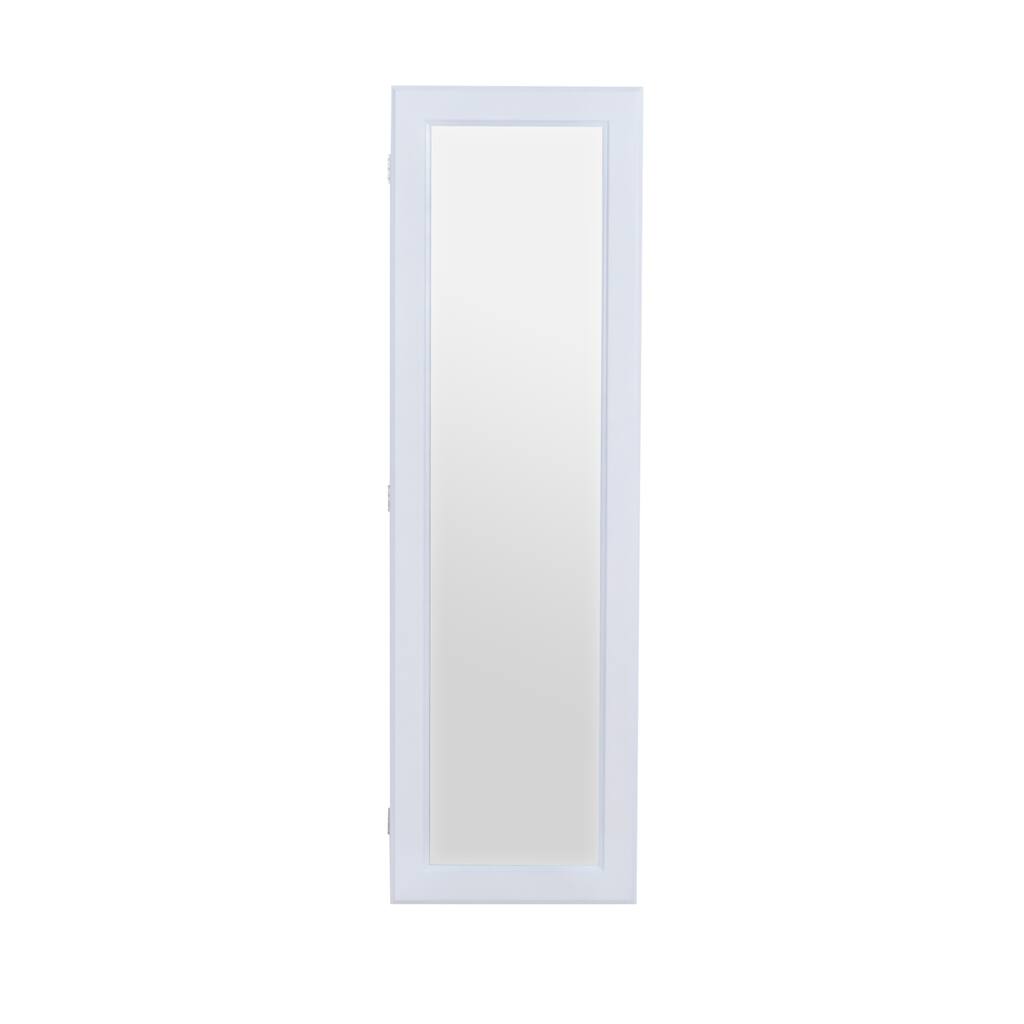 Wall Mounted White Jewelry Armoire with Mirror