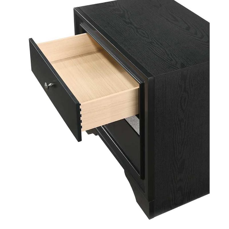 Modern Luxury 1pc Glam 2-Drawer Nightstand End Table Pullout Jeweler Tray Panel Bedroom Solid Wood Wooden Furniture