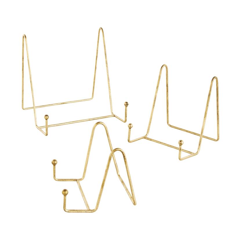 Metal Wide Triangle Display Easel - Set of 3 Gold - Roche River Decor