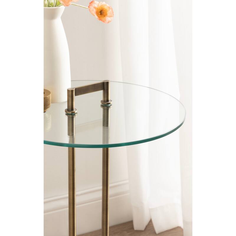 Kate and Laurel Cerullo Glass Metal and Marble Side Table