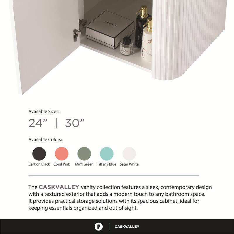 Caskvalley Modern Bathroom Vanity with Straight Fluted Design - Sink Included