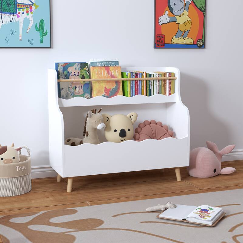 Kids Bookcaes, Children Book Organizer, Toy Storage Cabinet Organizer,White - White