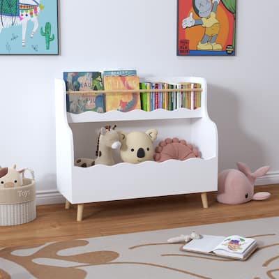 Kids Bookcaes, Children Book Organizer, Toy Storage Cabinet Organizer,White