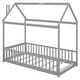 preview thumbnail 47 of 48, Twin Size Solid Wood House Bed with Guardrails for Toddlers
