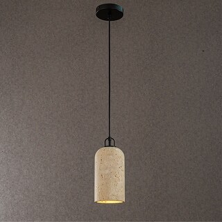 CraftHome Modern Farmhouse Natural Travetine Single Pendant Light Coastal Cylinder Hanging Light For Bedroom - W5''