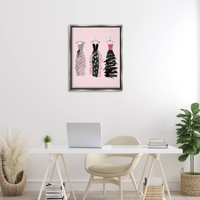 Stupell Abstract Fashion Gowns Framed Floater Canvas Wall Art Design By Sally Swatland
