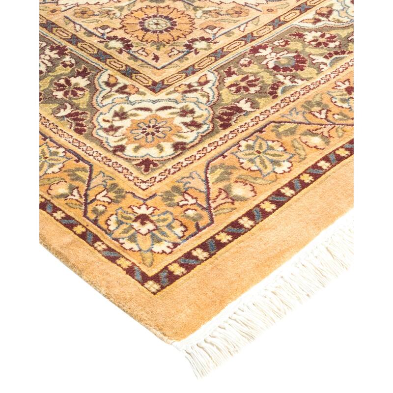 Overton Handknotted Wool Traditional Oriental Yellow Area Rug - 9' x 12'