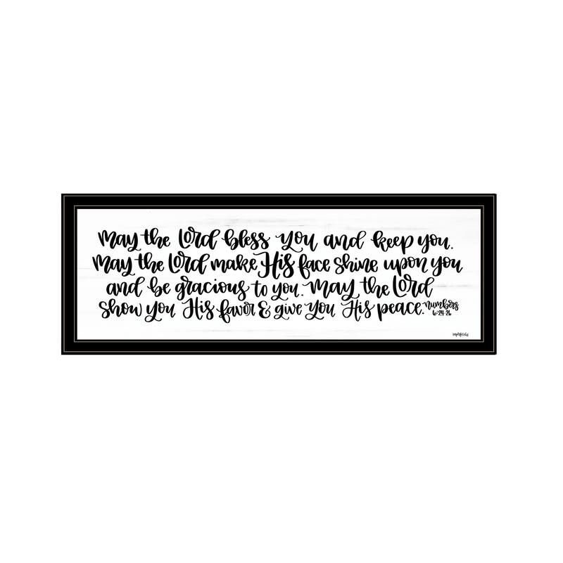 TrendyDecor4U Traditional "May the Lord Bless You and Keep You" Framed Print Wall Art by Imperfect Dust - Black & White