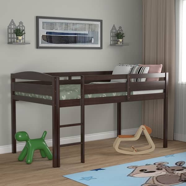 Twin Loft Wood Bunk Bed Guard Rail Ladder Bedroom Furniture Bed Bath