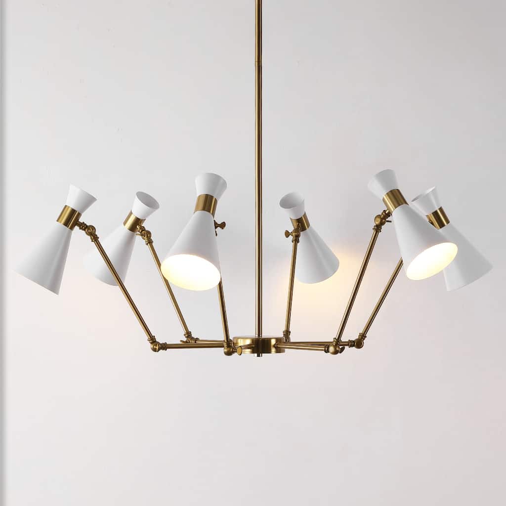 SAFAVIEH Shiraz 6-Light Adjustable Chandelier with Pivoting Shades, Modern Multi-Directional Ceiling Light - 57"W x 57"D x 45"H