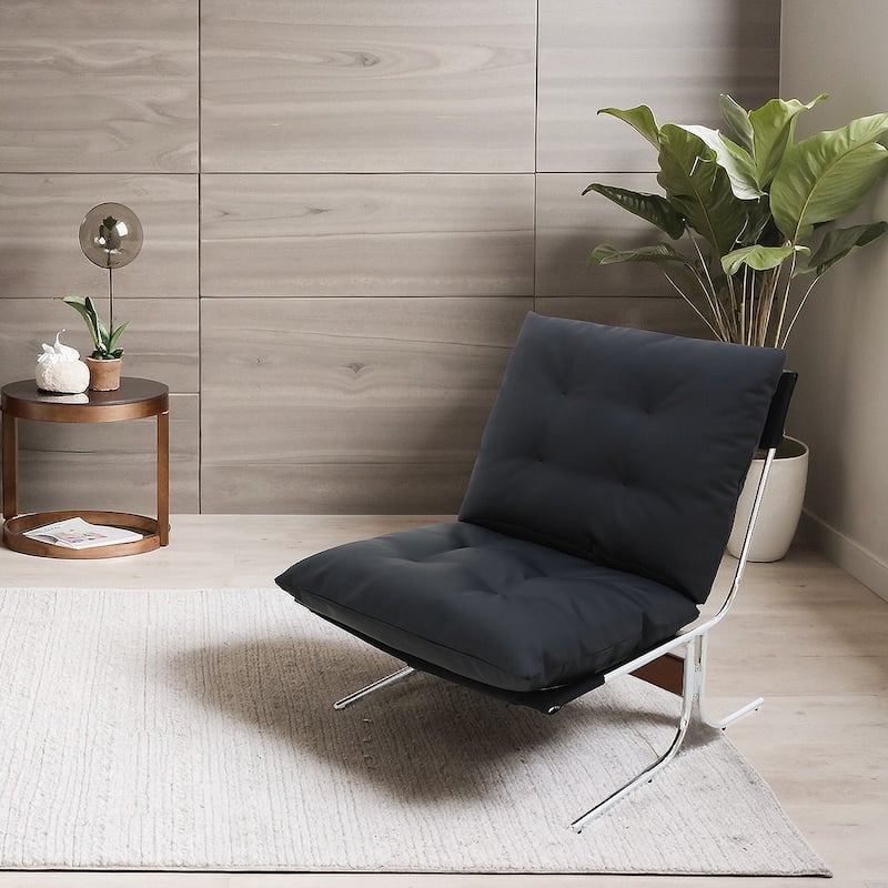 Leather Armchair,Modern Accent Chair High Back,Living Room Chairs with Metal Legs and Soft Padded,Sofa Chairs for Home,Bedroom