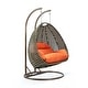 preview thumbnail 115 of 128, LeisureMod Modern 2-Person Egg Hanging Swing Chair with Beige Wicker, Oxford Fabric Cover, Patio Hammock Lounger and Cushions