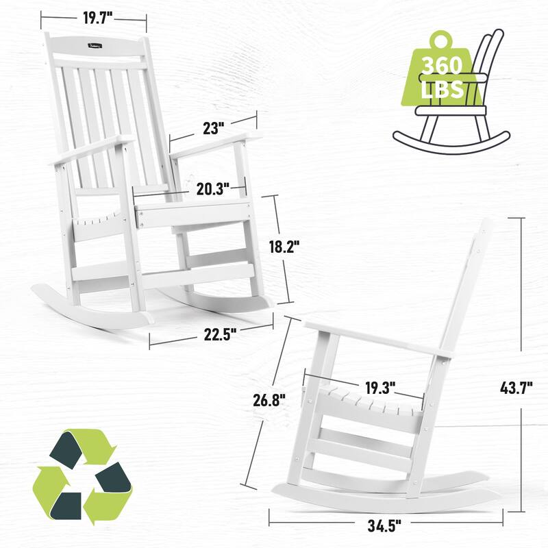 Vrakae All Weather Outdoor High Back Rocking Chair