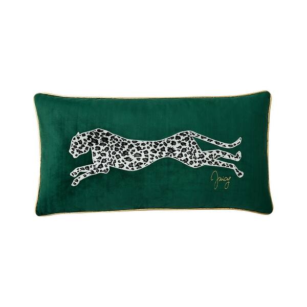 slide 2 of 6, Juicy Couture Velvet Cheetah Pillow 14" x 24" Green