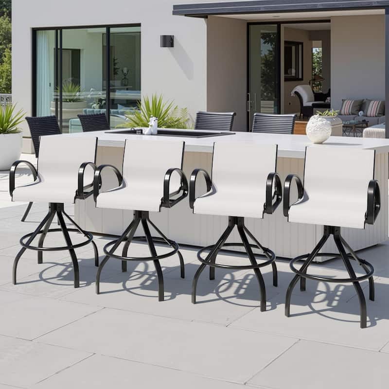 Outdoor Patio Swivel Aluminum Bar Stools Sunbrella Textilene Fabric
