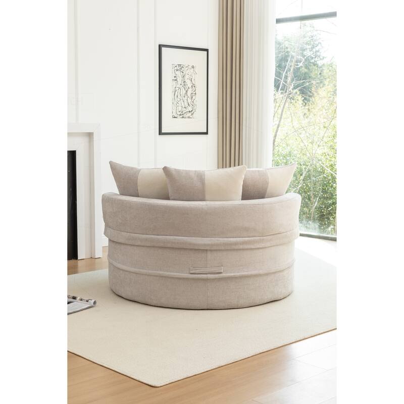 Comfortable Oversized Velvet Armchair with Ottoman and Multiple Pillows for Various Rooms