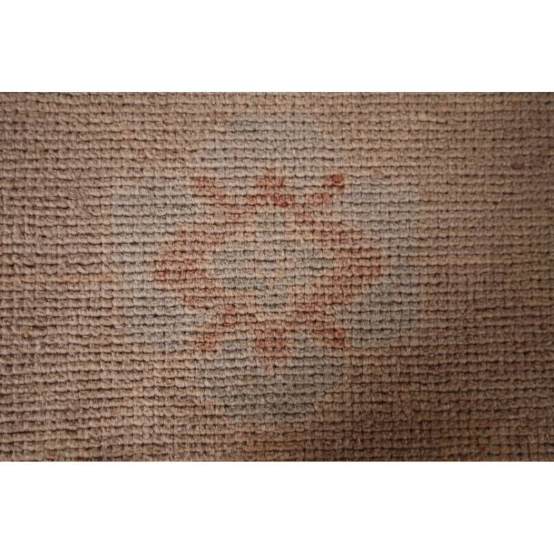 Earth Tone Oushak Turkish Runner Rug Handmade Wool Carpet - 3'0" x 11'5"