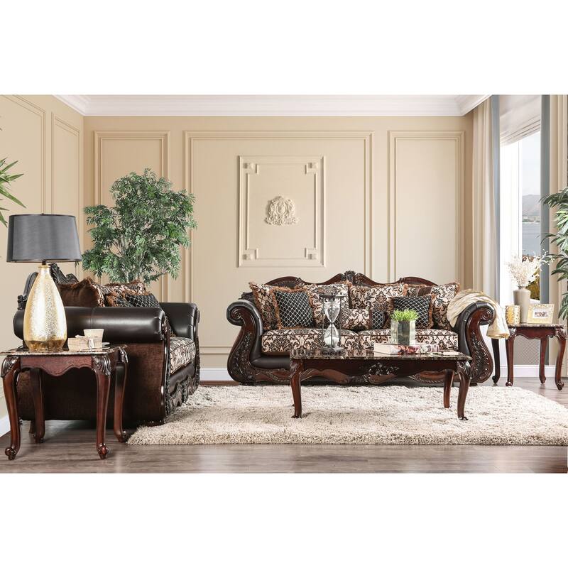 Nave Transitional Brown Faux Leather Loveseat by Furniture of America