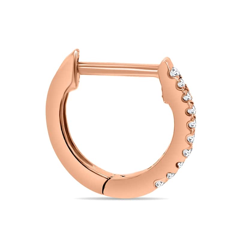 Marquee 1/10 Carat TW Small Diamond Huggie Hoop Earrings in 10K Rose Gold