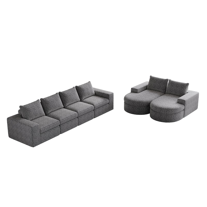 Roomfitters 99" Modern Chenille Cloud Curved Sectional Sofa with Chaise, L-Shaped Couch, for Living Room or Apartment
