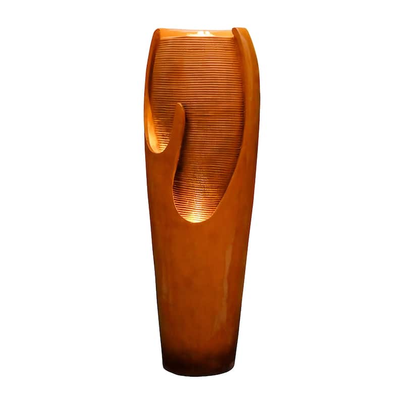 38.7-Inch H Outdoor Vase Water Fountain w/LED Light for Yard Art Decor