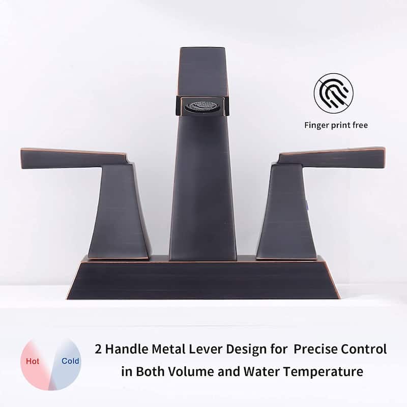 2-Handle Bathroom Sink Faucet Oil Rubbed Bronze 4 Inches Centerset Vanity Faucet 3 Hole Bathroom Faucet with Pop Up Drain
