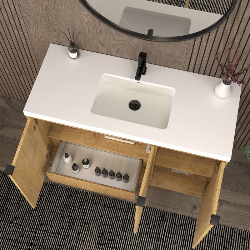 Milano 48" Freestanding Bathroom Vanity with White Acrylic Sink