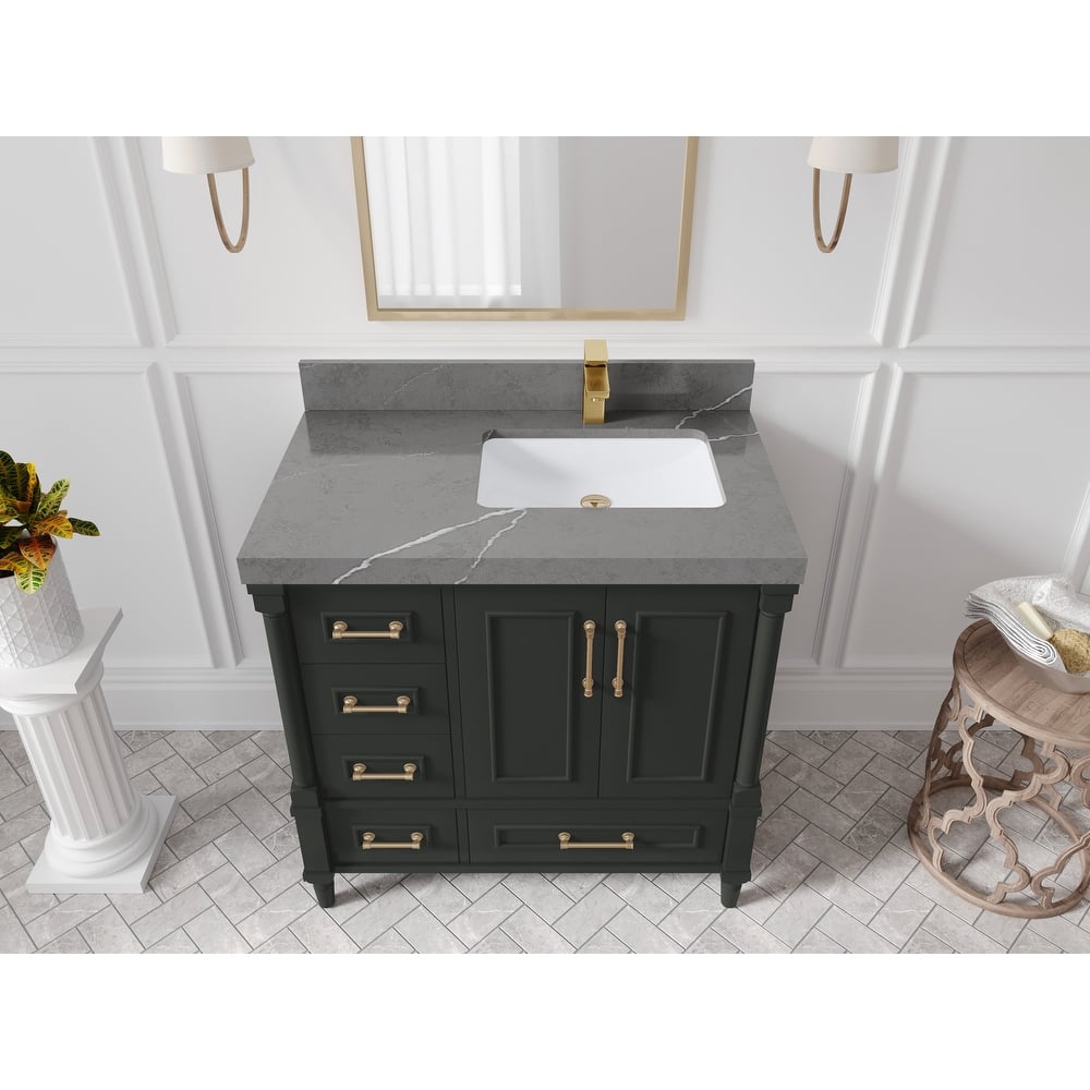 Willow Collections 36 in. W x 22 in. D Aberdeen Right Offset Sink Bathroom Vanity with Countertop