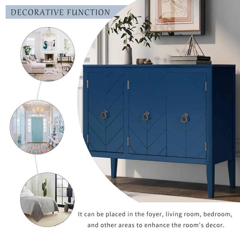 Vintage Accent Storage Cabinet with Adjustable Shelf, Solid Wood Sideboard Console Table Sofa Table