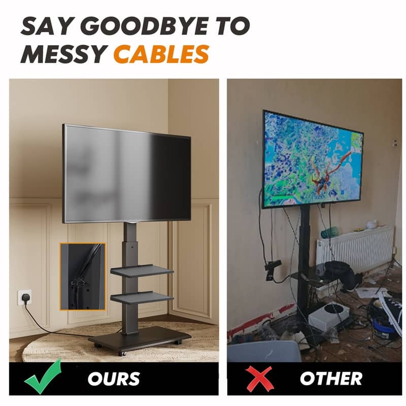 FITUEYES Rolling TV Stand for 32-70 inch TVs with Wheels,Horizontal and Vertical Swivel