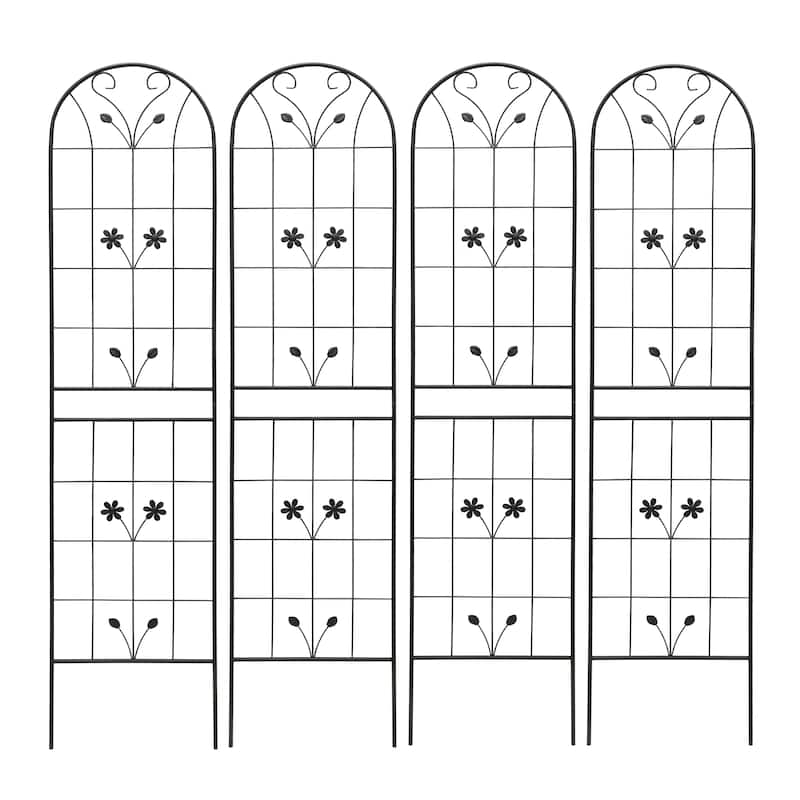 4 Pack Metal Garden Trellis Rustproof Trellis for Climbing Plants Outdoor Flower Support Black
