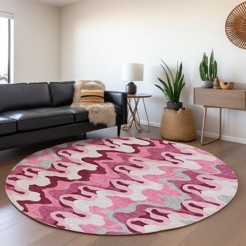 Machine Washable Indoor/ Outdoor Chantille Abstract Ripples Rug