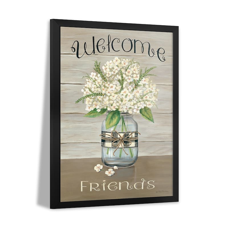 Welcome Friends Mason Jar Premium Framed Poster by Pam Britton