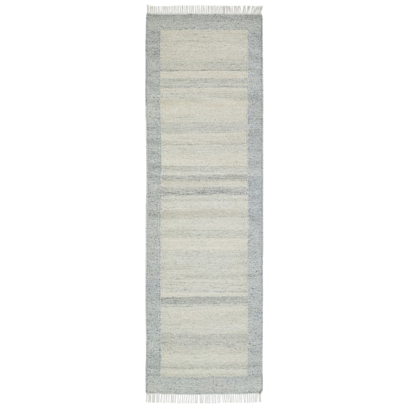 Terra by Obeetee Nu Maison Soft Border Rug - Oxford Blue - 2'6" x 8'