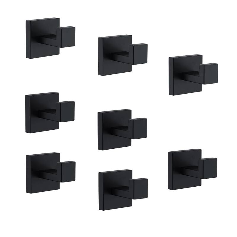 Towel Hooks for Bathrooms,SUS 304 Stainless Steel Coat Hook,Heavy Duty Towels Holder Hooks,8 Pack - Matte Black