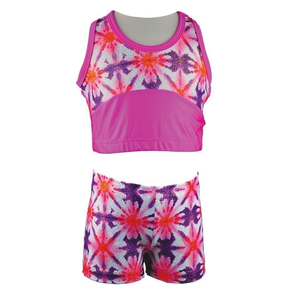 Shop Reflectionz Little Girls Hot Pink Starburst Print Top Shorts