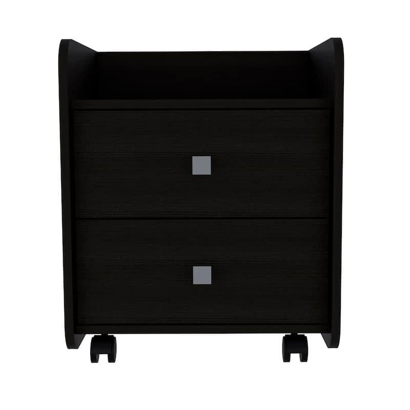 Lakewood 1-Shelf 2-Drawer Nightstand Black Wengue，Suitable for bedrooms,living rooms,apartments
