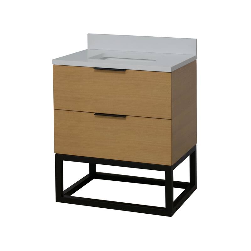 KitchenBathCollection Mia 30" Bathroom Vanity with Matte White Top