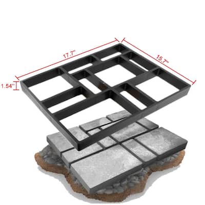 17 in. x 17 in. x 1.5 in. Black Plastic Mold Reusable Concrete Stepping Stone, DIY Paver Pathway Maker
