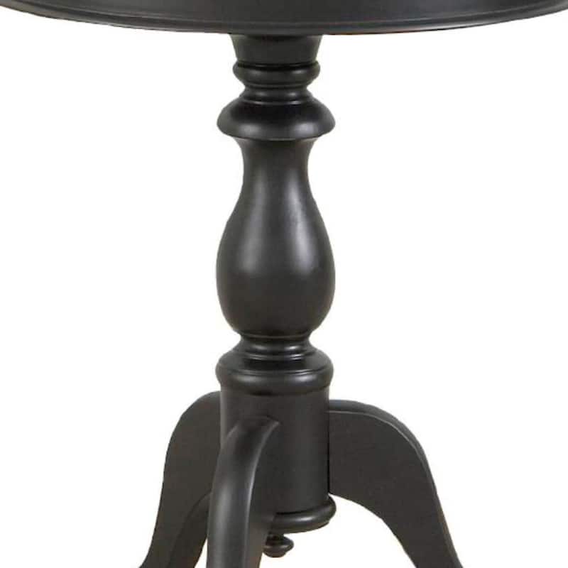 25.25" Antique Black Round Side Table with Pedestal Base Curving Feet