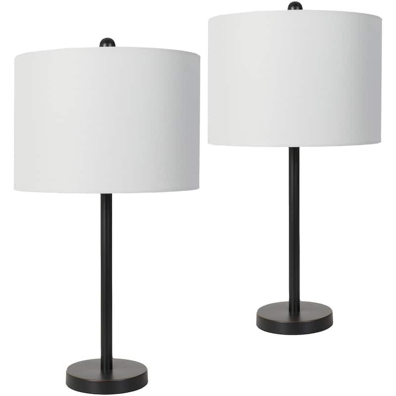 Adele Metal Set of Two Table Lamp - 25"H x 13"W x 13"D - 25"H x 13"W x 13"D - Black