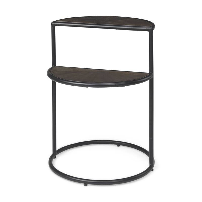HomeRoots 19" Espresso and Black Solid Wood and Metal Tray Table - 18.75 in. x 24.41 in. x 18.75 in.