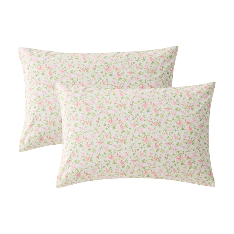 Laura Ashley Soft & Breathable Cotton Percale Deep-Pocket Sheet Set. - King Pillowcase - Norella Pink