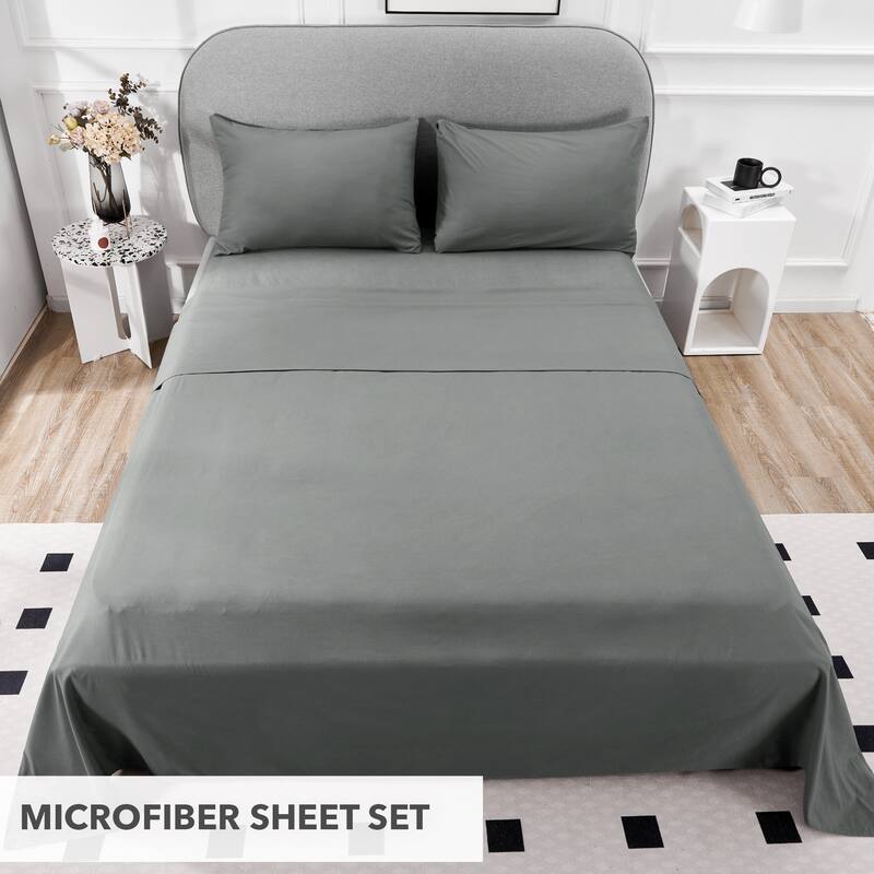 Deconovo 4-Piece Ultra-Soft Bed Sheet Set, 1800 Thread Count, Deep Pockets