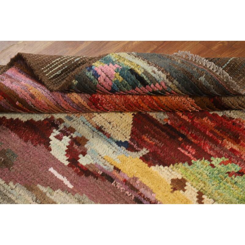 Abstract Moroccan Oriental Rug Handmade Multi-Color Wool Carpet - 3'7" x 5'10"