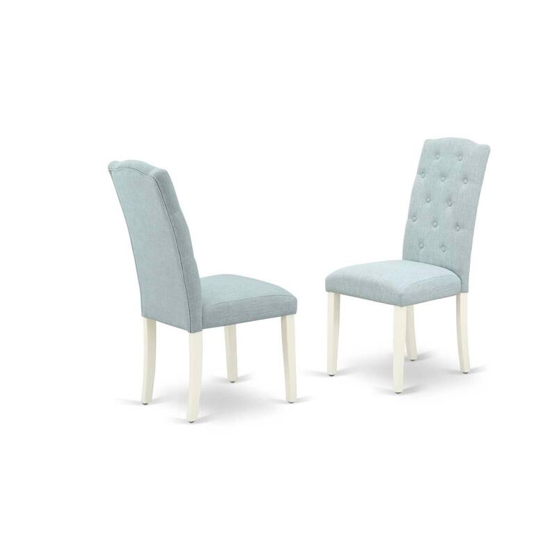 6-Piece Dining Set - Rectangle Table, 4 Parsons Chairs & Bench - Linen White & Baby Blue - 60