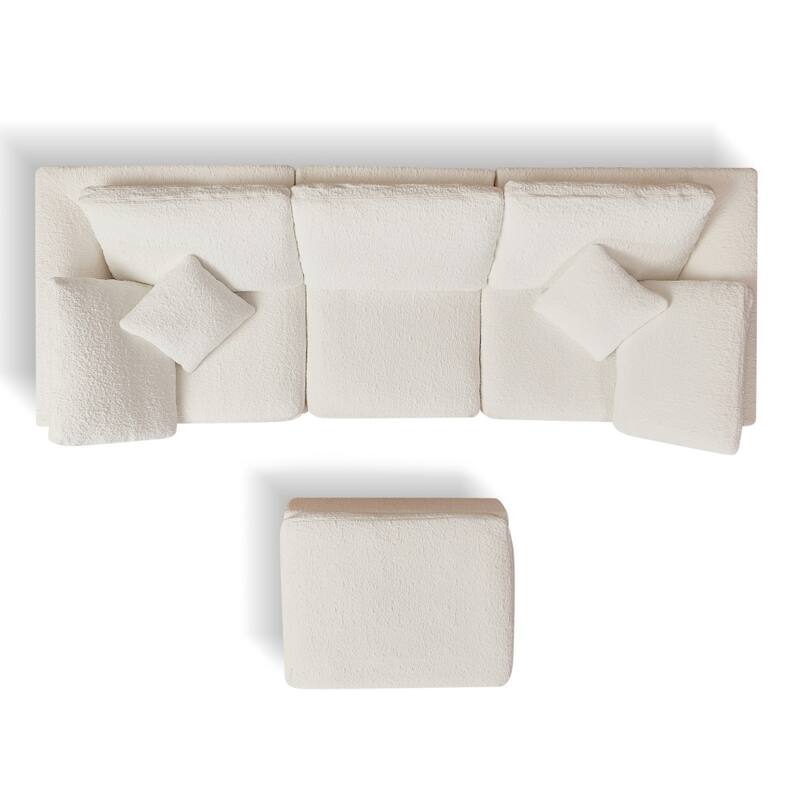 110" Convertible L-Shape 3-Seater Cloud Sectional Sofa with Ottoman